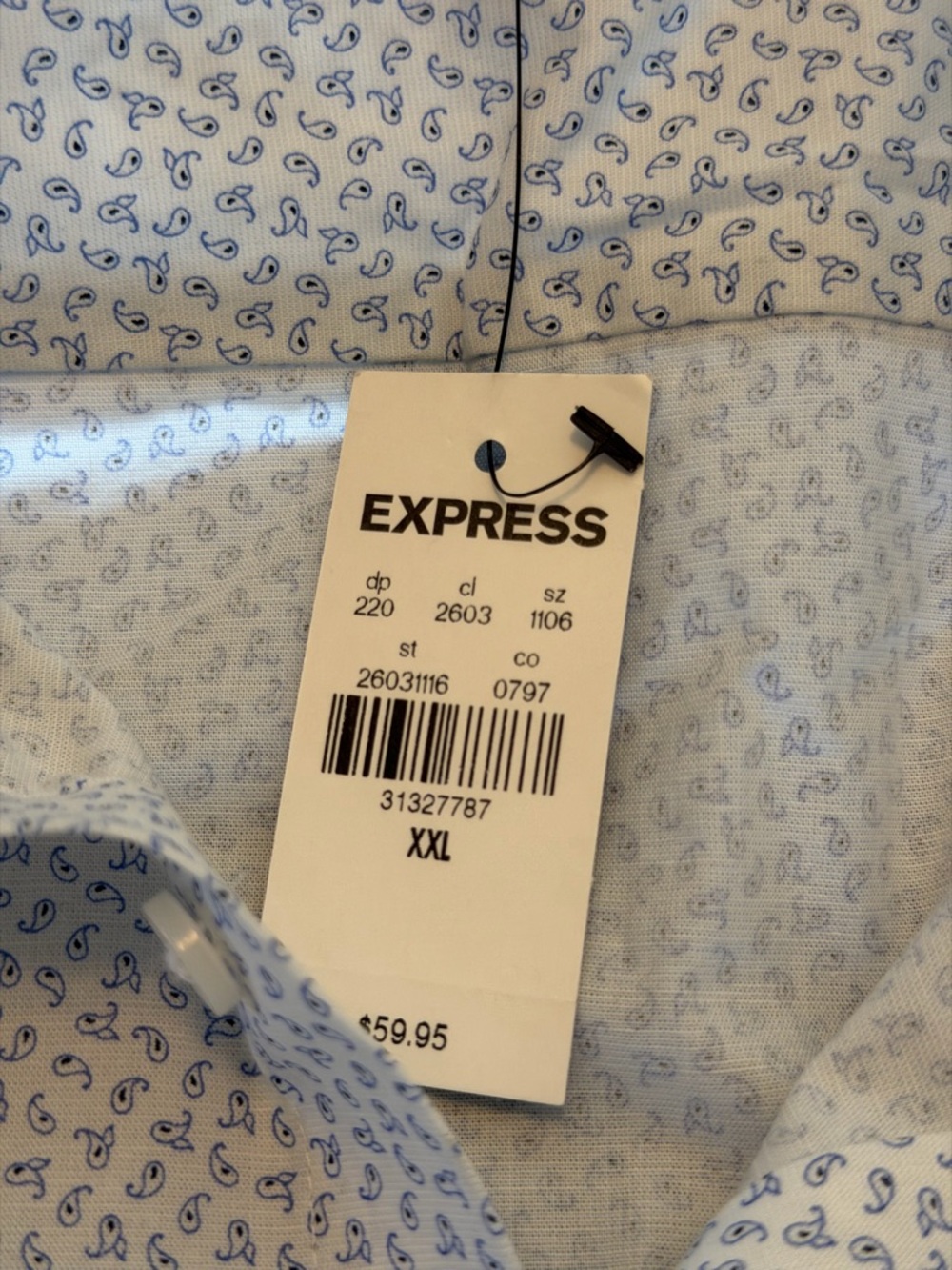 Express Men's Light Blue Micro-Pattern Dress Shirt slim IMX NWT - Picture 4 of 6